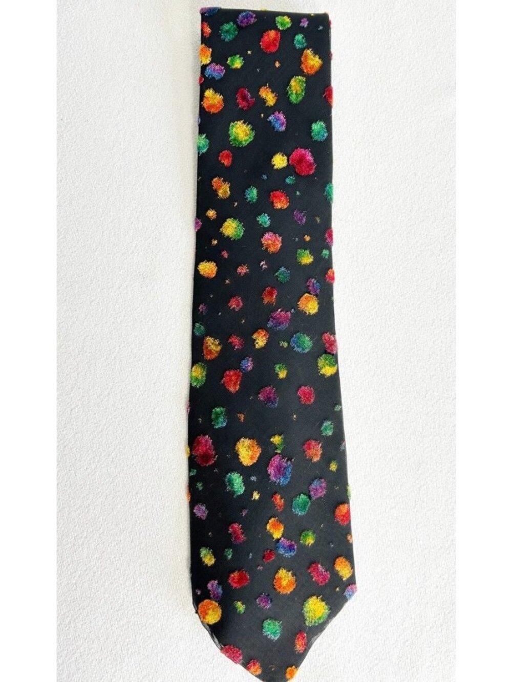 Hubert Milano Polyester Blend Multicolor Abstract Texture Necktie in Black